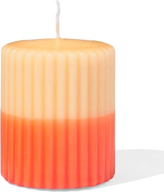 HEMA Stompkaars Ø7x8cm Ribbel Lichtroze-felroze (oranje)