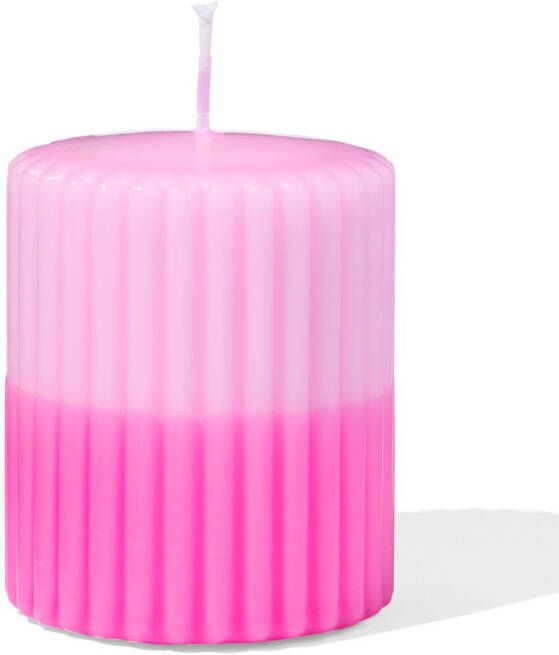 HEMA Stompkaars Ø7x8cm Ribbel Lichtroze-felroze (roze)