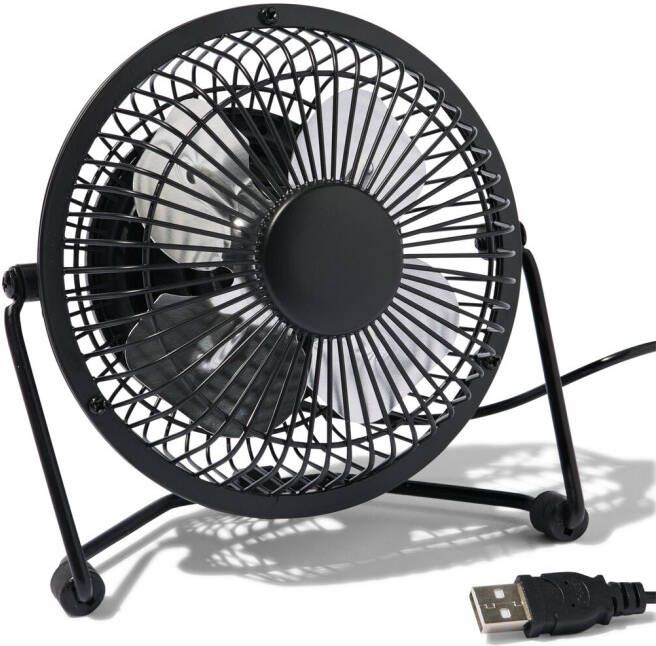 HEMA Tafelventilator USB Retro Zwart Ø10cm