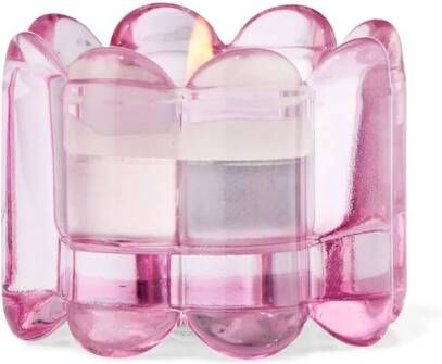 HEMA Theelichthouder Glas XS Ribbel Roze (geel)