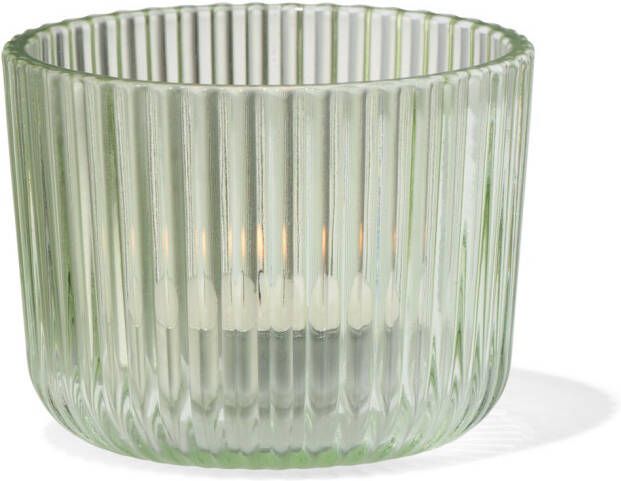 HEMA Theelichthouder S Glas Ribbel Groen (lichtgroen)