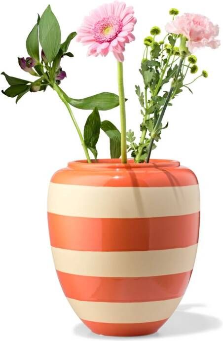 HEMA Vaas 25.8cm Keramiek Strepen Oranje (perzik)