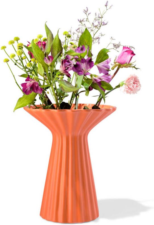 HEMA Vaas Ø8x30cm Keramiek Met Kraag Terra (terra)