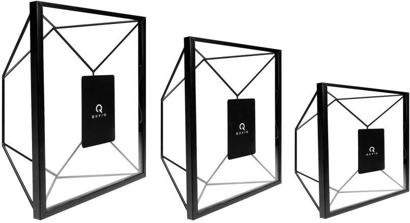 QUVIO Fotolijstje hexagon 15x15 cm + 15x20 5 cm + 17 5x23 cm Zwart