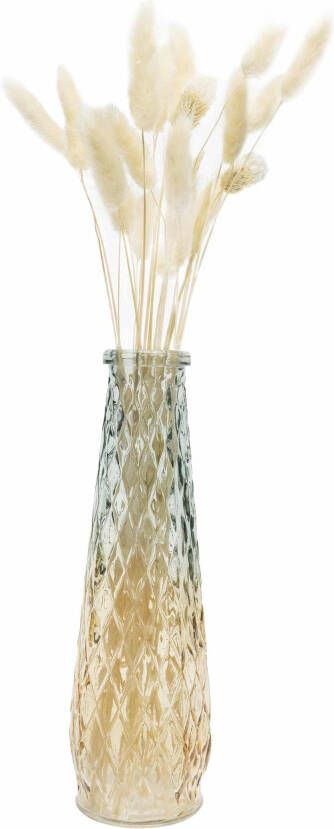 QUVIO Glazen vaas met patroon geel|blauw Hoogte 22 cm