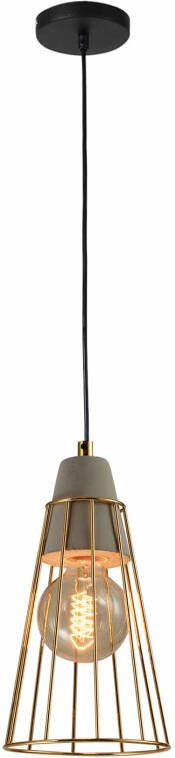 QUVIO Hanglamp industrieel Beton met kegelvormige kooi Diameter 14 cm - Foto 1