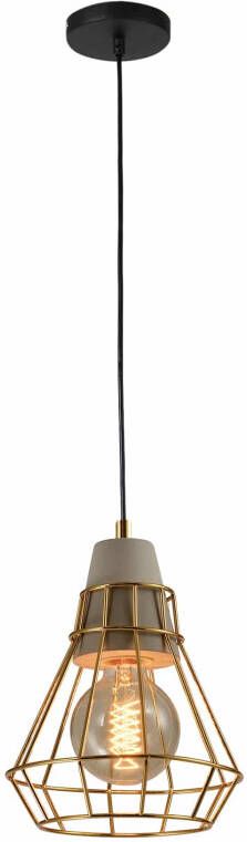QUVIO Hanglamp industrieel Beton met kooi kort Diameter 17 cm