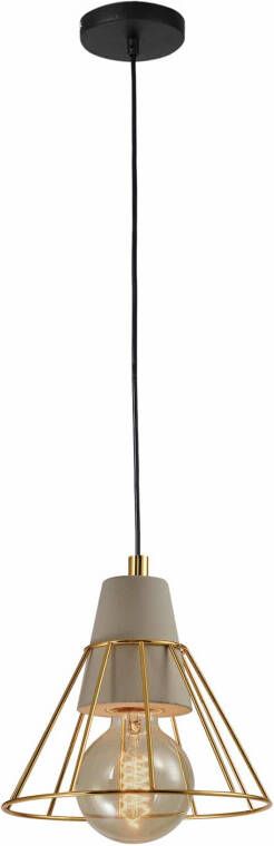 QUVIO Hanglamp industrieel Beton met prismavormige kooi Diameter 18 cm
