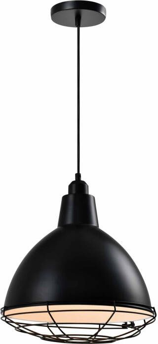 QUVIO Hanglamp industrieel Fabriekslamp met stalen rooster D 32 cm Zwart