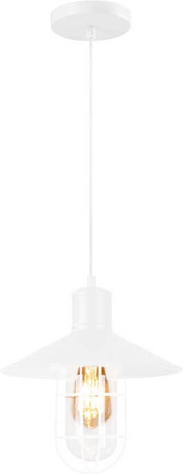QUVIO Hanglamp industrieel Glas met metaaldraad Diameter 27 cm Wit