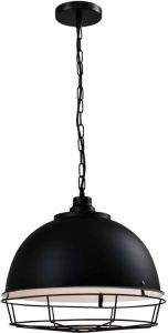 QUVIO Hanglamp industrieel Kettinglamp met stalen rooster D 42 cm Zwart