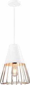 QUVIO Hanglamp langwerpig wit met rosegoud frame QUV5179L-WHITE