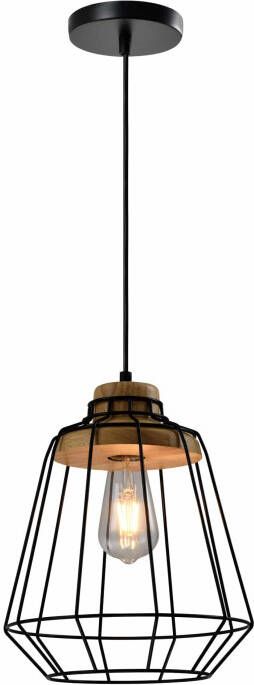 QUVIO Hanglamp landelijk Draadlamp Stalen kooi D 25 cm Zwart