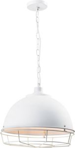 QUVIO Hanglamp landelijk Kettinglamp met stalen rooster D 42 cm Wit