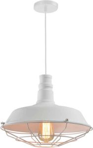 QUVIO Hanglamp landelijk Schaal met rooster Diameter 36 cm Wit