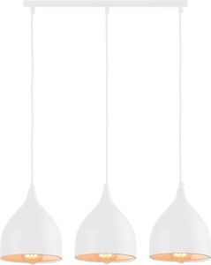 QUVIO Hanglamp modern 3 lichtpunten met stalen kappen 17 x 60 x 19 cm Wit