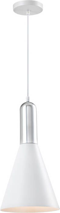 QUVIO Hanglamp modern Kegelvorm Zilveren bovenkant D 19 cm Wit - Foto 1