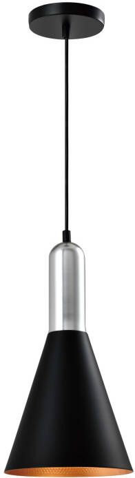 QUVIO Hanglamp modern Kegelvorm Zilveren bovenkant D 19 cm Zwart - Foto 1