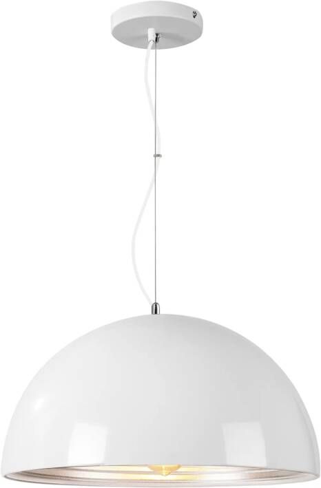 QUVIO Hanglamp modern Koepel groot Diameter 60 cm Wit en zilver