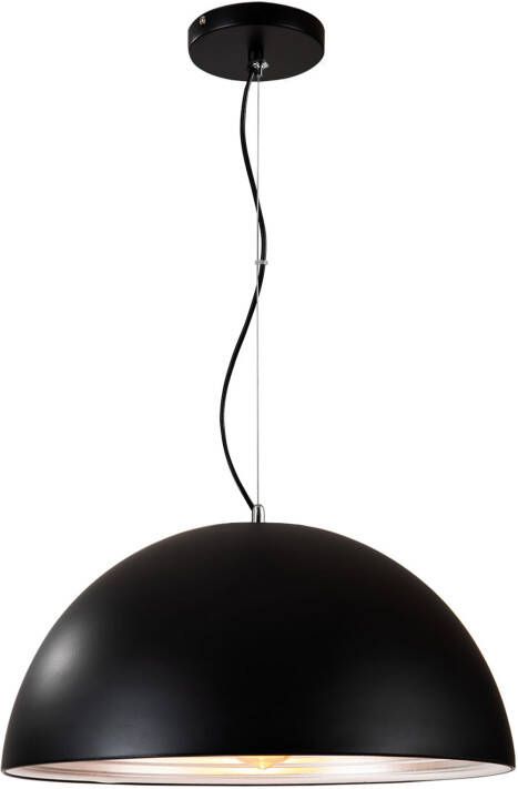 QUVIO Hanglamp modern Koepel groot Diameter 60 cm Zwart en zilver