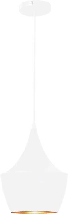 QUVIO Hanglamp modern Rond met koperen binnenkant Diameter 25 cm Wit
