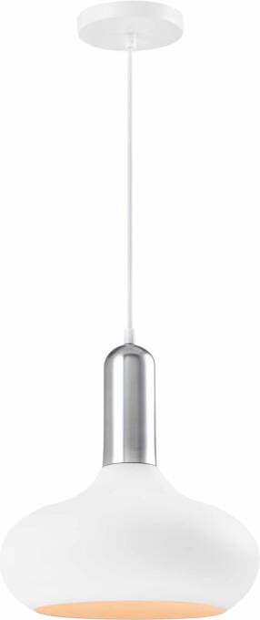 QUVIO Hanglamp retro Bolvorm Zilveren bovenkant D 25 cm Wit