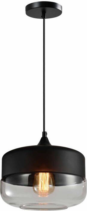 QUVIO Hanglamp retro Brede kap van metaal en glas Diameter 25 cm