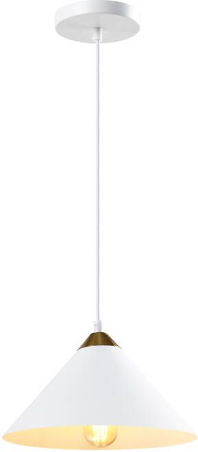QUVIO Hanglamp retro Kegelvorm Gouden kop D 25 cm Wit