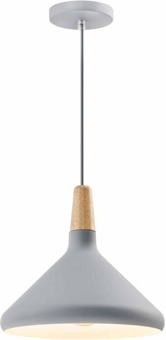 QUVIO Hanglamp Scandinavisch Hoog design Houten kop D 26 cm Grijs