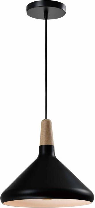 QUVIO Hanglamp Scandinavisch Hoog design Houten kop D 26 cm Zwart