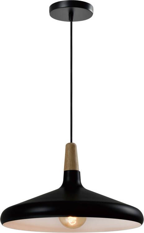 QUVIO Hanglamp Scandinavisch Laag design Houten kop D 38 cm Zwart