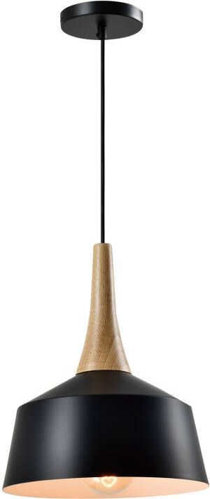 QUVIO Hanglamp Scandinavisch Minimalistisch Houten kop D 27 cm Zwart