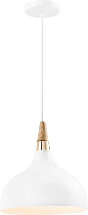 QUVIO Hanglamp Scandinavisch Simplistisch hoog design Houten kop D 30 cm Wit