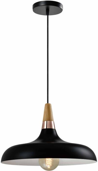QUVIO Hanglamp Scandinavisch Simplistisch laag design Houten kop D 30 cm Zwart