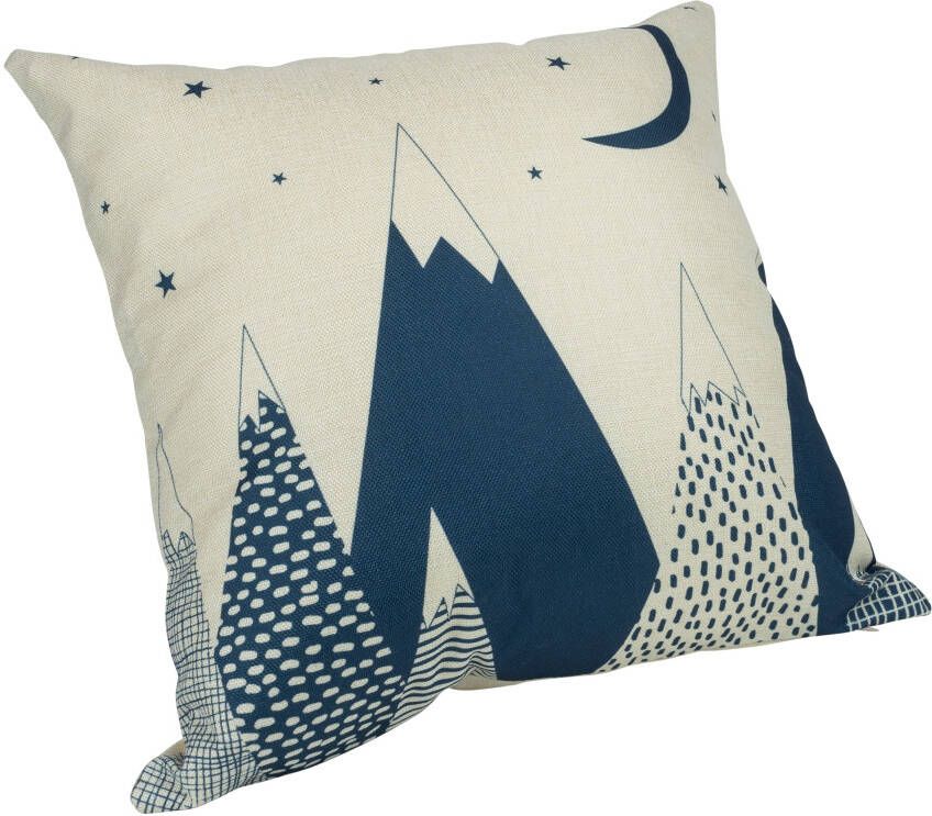 QUVIO Kussenhoes bergen Polyester Beige en blauw 45 x 45 cm