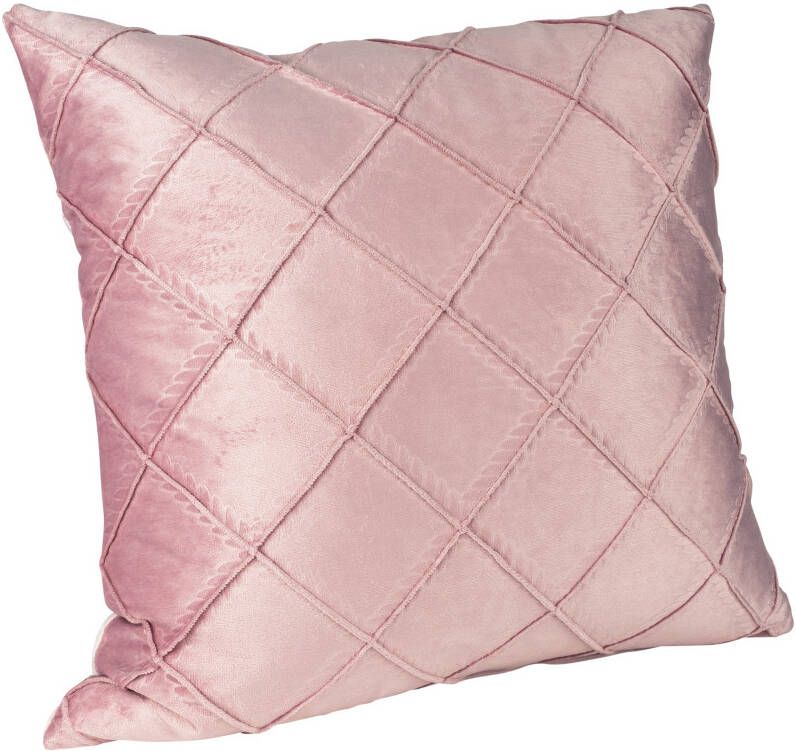 QUVIO Kussenhoes met ruiten patroon 45 x 45 cm Fluweel Roze