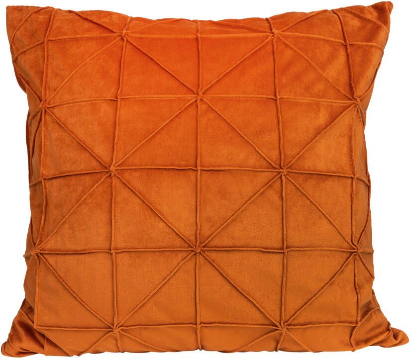 QUVIO Kussenhoes geruit met driehoek Fluweel 50 x 50 cm Oranje