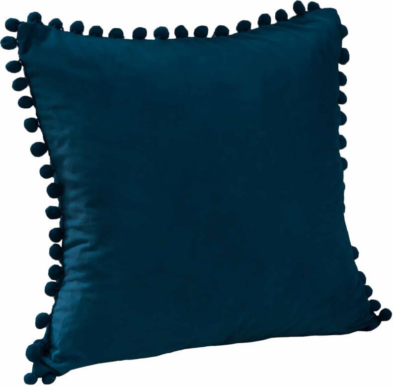 QUVIO Kussenhoes met bolletjes Fluweel 50 x 50 cm Donkerblauw