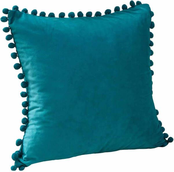 QUVIO Kussenhoes met bolletjes Fluweel 50 x 50 cm Turquoise