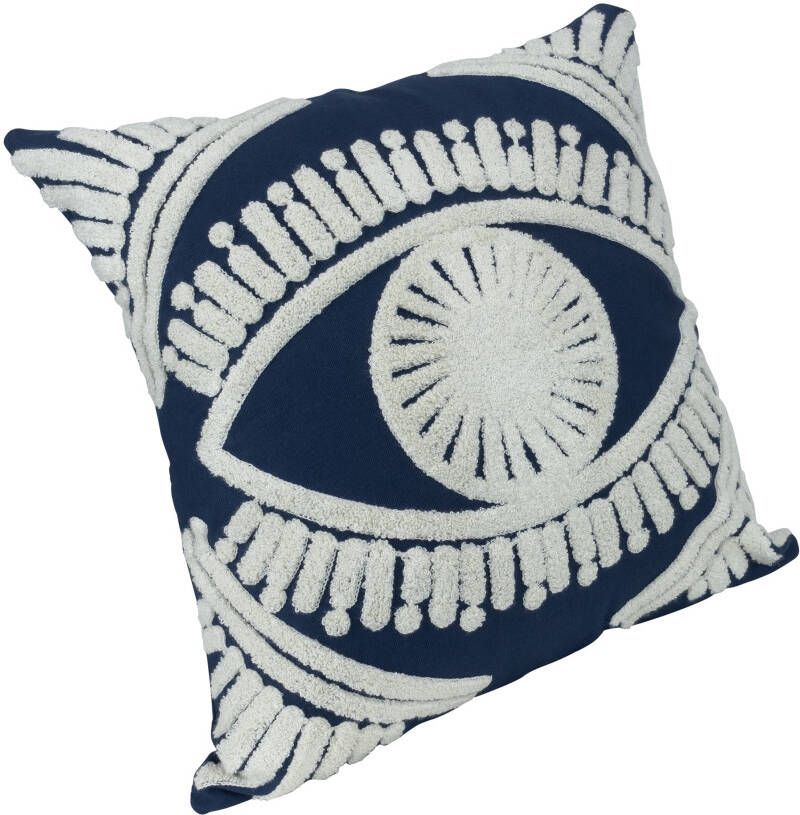 QUVIO Kussenhoes met oog 45 x 45 cm Blauw