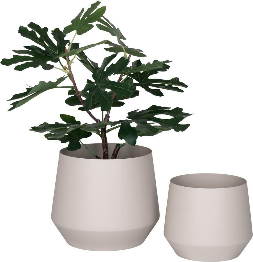 QUVIO Beige bloempotten Set van 2 Metaal Beige - Foto 1