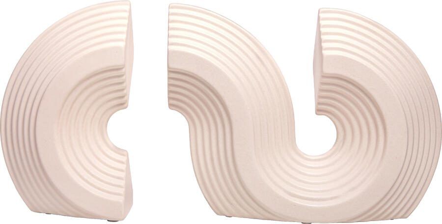 QUVIO Boekensteun Geometrisch Decoratief object Keramiek- Beige Set van 2