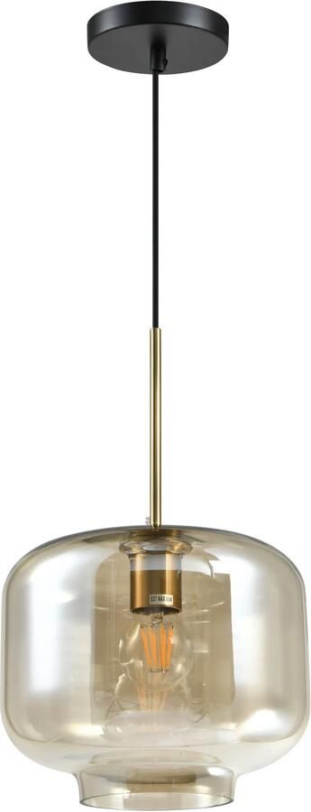 QUVIO Hanglamp met glazen kap Metaal Glas Amber