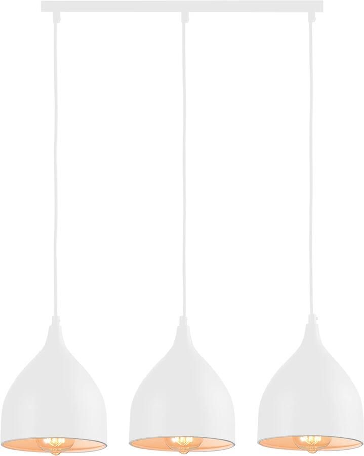 QUVIO Hanglamp modern 3 lichtpunten met stalen kappen 17 x 60 x 19 cm Wit