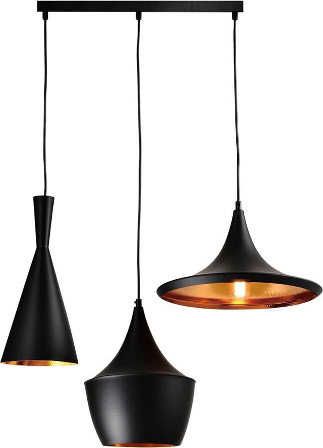 QUVIO Hanglamp modern 3 lichtpunten met verschillende kappen 36 x 65 x 38 cm
