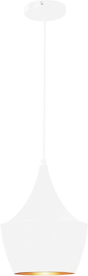 QUVIO Hanglamp modern Rond met koperen binnenkant Diameter 25 cm Wit
