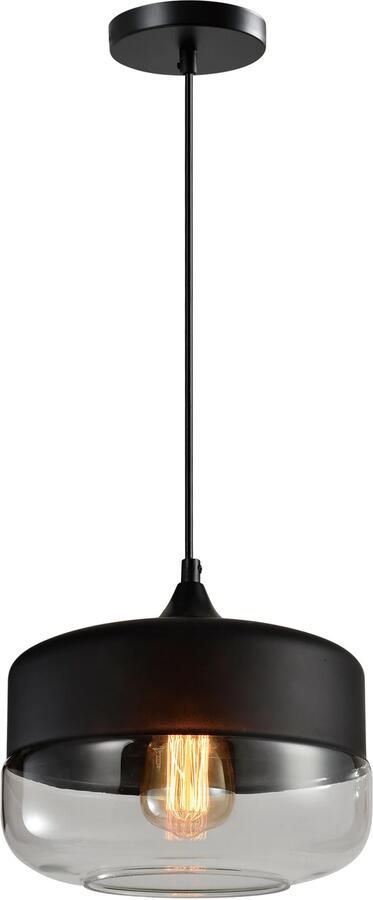 QUVIO Hanglamp retro Brede kap van metaal en glas Diameter 25 cm