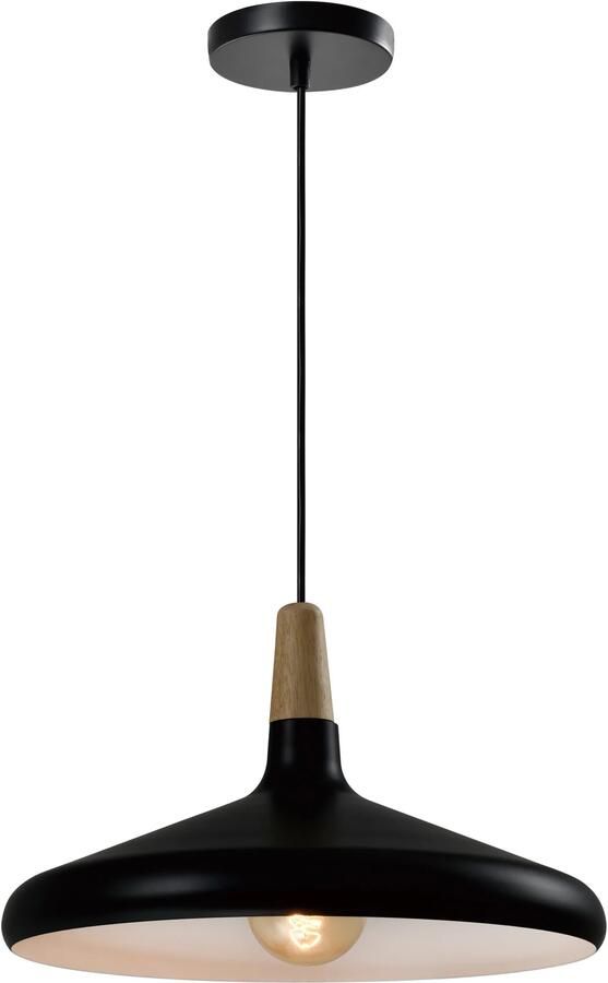 QUVIO Hanglamp Scandinavisch Laag design Houten kop D 38 cm Zwart