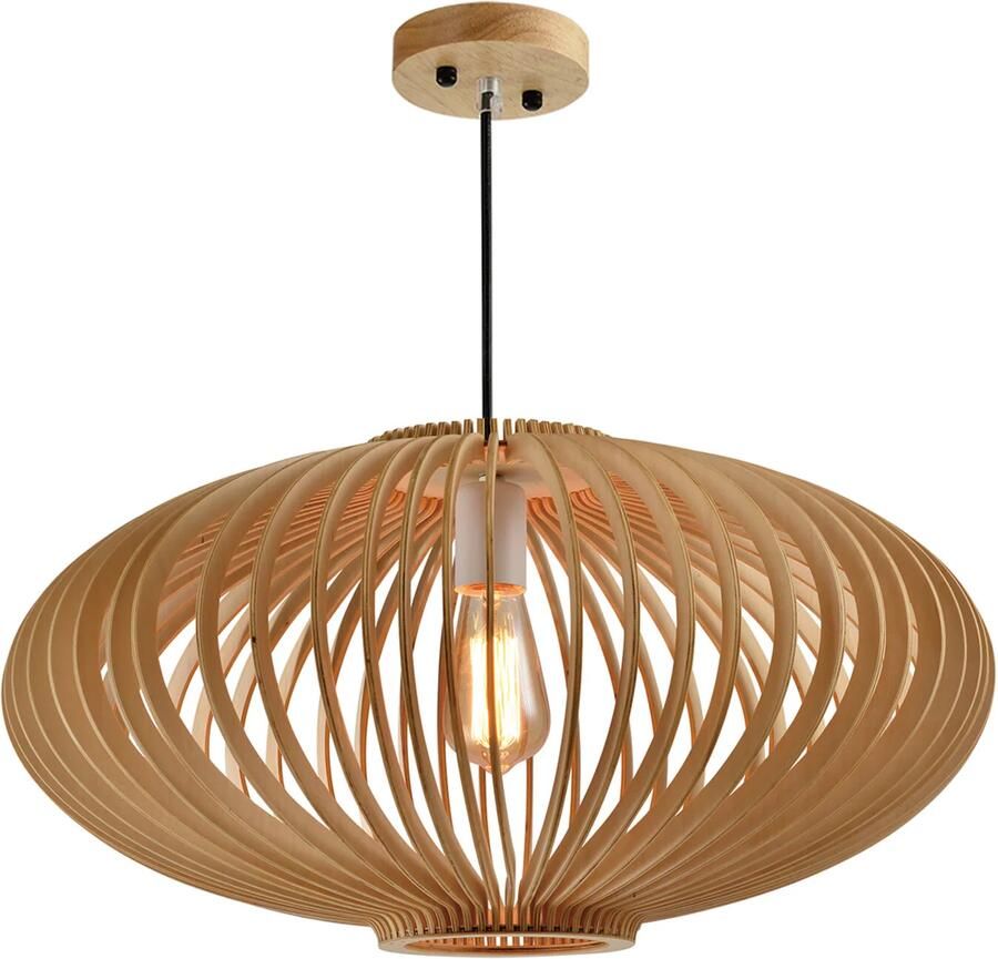 QUVIO Hanglamp Scandinavisch Ronde kap van hout Kap: 58 x 30 cm