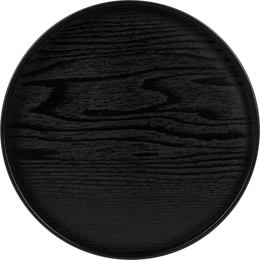 QUVIO Houten dienblad rond Diameter 27 cm Zwart